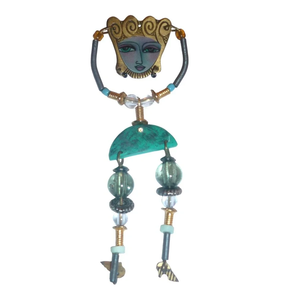 Kimberly Wilcox Top Silvester Art Doll Pendant Brooch Hand Painted Goddess Face